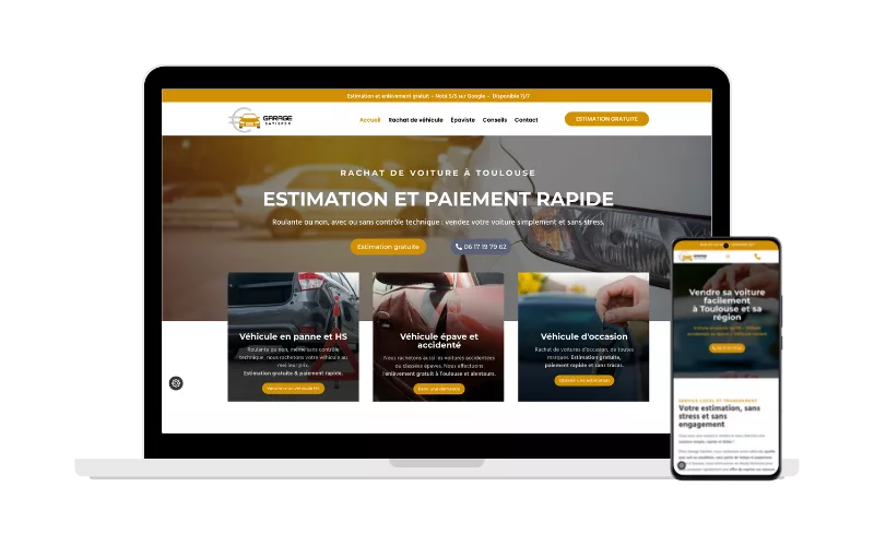 Création site internet pour rachat de voiture HS à Toulouse